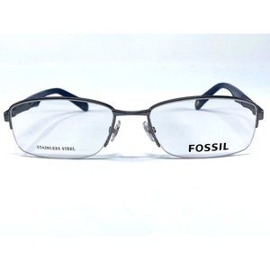 New FOSSIL Silver Half-Rim Stainless Steel FOS7015 Mens Eyeglasses 56-18-145